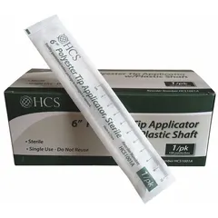 Non-sterile swabsticks with a 6-inch plastic handle and single tip. Supplied in packs of 1,000. Suitable for cleaning, applying solvents, or collecting samples in industrial maintenance, laboratory, and manufacturing environments.