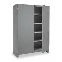 LYON Storage Cabinet: 60 in x 24 in x 82 in, Swing Handle & Padlock Hasp, 14 ga Panel Thick, Legs (MPN DD1145)