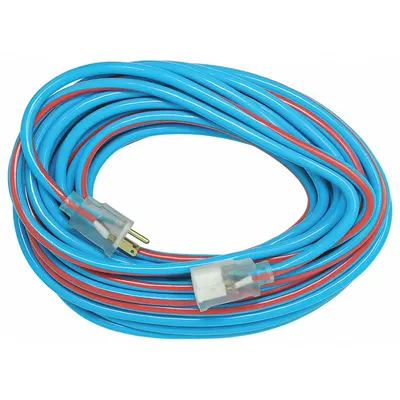 SOUTHWIRE Extension Cord: Outdoor Use, 50 ft Lg, Outlet, 5-15P, 12/3, SJTW, Blue/Red - Outdoor Extension Cords with Single Outlet