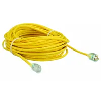 APPROVED VENDOR Extension Cord: Outdoor Use, 100 ft Lg, Outlet, 5-15P, 12/3, SJTOW, Yellow, 125V AC