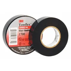 Vinyl rubber electrical tape rated for 600 V. 7 mil thickness, 3/4 in width, 36 yd length. For indoor use in insulating and bundling wires and cables.