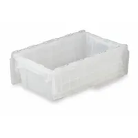 ORBIS Attached Lid Tote: 5.2 gal, 19 3/4 in x 11 3/4 in x 7 1/4 in, Clear Body, Clear Lid, Plastic (MPN FP075 Clear)