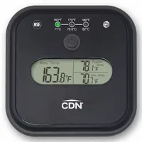 This LCD dishwasher thermometer is designed to monitor and verify sanitization temperatures in commercial dishwashers. It features last maximum temperature recall and is NSF certified. The polycarbonate case provides durability, and accuracy is ±0.9 °F or ±0.5 °C