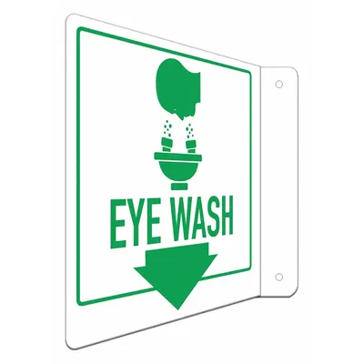 LYLE L-Shape Projection Eye Wash Sign, 8x8 in, Aluminum, Mounting Holes - L-Shape Projection Eye Wash Signs