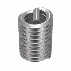 This helical insert is designed for thread repair or reinforcement in metal substrates. It features a screw-locking design with a tanged tang for installation, and is made from 18-8 stainless steel with a tensile strength of 200,000 to 250,000 psi. The insert has a 5/16"-18 coarse right-hand thread and requires an STI tap size of 5/16"-18. Supplied in a 100-piece pack with plain finish.