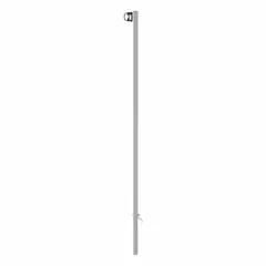 This steel bracket and tensioner serves as an anchor point for self-retracting lifelines on fixed ladders. It has a 310 lb capacity and fits a 2 in channel width. The component is used in ladder lifeline systems for fall protection.
