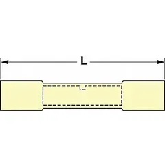 Yellow heat-shrink butt splice connector for joining two wires in electrical systems. Rated for 12 AWG to 10 AWG wire and 1,000 V. Provides insulation and environmental sealing. Pack of 250.