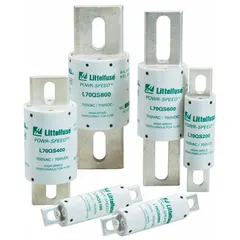 Very-fast-acting bolt-on fuse rated 400 A at 700 V AC and 700 V DC. Designed for overcurrent protection in power electronic circuits such as drives, inverters, and UPS systems. Features a bolt-on mounting for secure installation in industrial equipment.