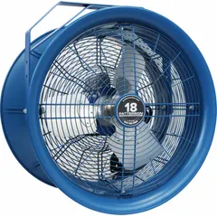 This 18-inch fan head delivers high-velocity airflow for spot cooling, ventilation, or drying in industrial settings such as warehouses, factories, and workshops. It features a single-speed, non-oscillating operation powered by a 1/2 hp motor, compatible with single-phase 115/208 to 230V AC power.
