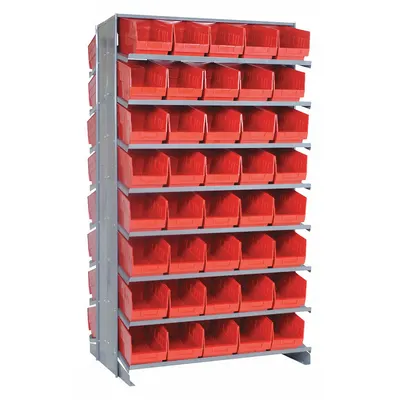 QUANTUM STORAGE SYSTEMS Pick Rack: 36 in x 24 in x 60 in, 2 Usable Sides, 16 Shelves, 144 Bins - Metal Stationary Pick Racks with Open-Front Bins