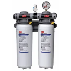 This high-flow filtration system uses a pleated non-woven filter media to reduce bacteria. With a flow rate of 6.7 gpm and overall height of 18 1/8 inches, it is suited for ice machine and refrigerator water filtration applications.