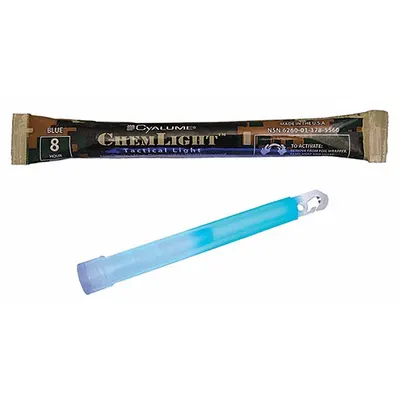 CHEMLIGHT BY CYALUME TECHNOLOGIES Lightstick: NSN 6260-01-178-5560 (Hook and Gate), Blue - Heavy-Duty Lightsticks