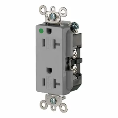 LEVITON Plugs and Receptacles: Hospital Grade, Duplex, 5-20R, Gray, 125V AC, 20 A - General Purpose Receptacles