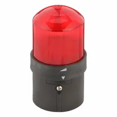 Single-tier tower light assembly with a steady red incandescent light tier. Operates at 250V. Provides visual status indication for industrial automation, machinery, and control panels, signaling alarms, faults, or stop conditions.