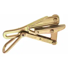 Cable pulling jaw grip for gripping and pulling AAC, ACSR, and Copper conductors during overhead line installation or maintenance. Accommodates conductor diameters from 0.53 in to 0.74 in. Constructed from copper.