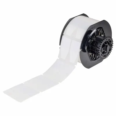 BRADY Flag Label: V-Shaped, 1 in x 2 in, Polyester, White ( Gloss) - Brady Rectangular Flag Precut Label Rolls