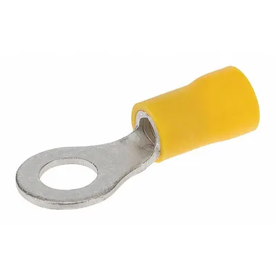 POLARIS Ring Terminal: Yellow, Vinyl Insulation, 1/4 in Stud Size - Insulated Ring Terminals