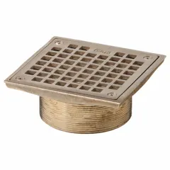 Square floor drain grate with Nickel Bronze finish, 5-5/8 in overall width and 2-1/8 in overall height. Class A light-duty rating for indoor applications such as restrooms, locker rooms, and light commercial areas.