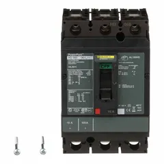 3-pole molded case circuit breaker rated 15 A at 600V AC with a 25kA interrupting capacity at 240V AC. Fixed configuration with line/load lugs and ABC phase protection. Used for overcurrent protection in industrial electrical panels, motor control centers, and distribution boards.