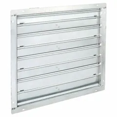 Rectangular motorized control damper with steel construction, 39 in height, 39 in width, 13 1/4 in length, and 1 1/2 in flange width. Flat blade type with normally open switch action. Rated for 100/240V AC and maximum air velocity of 3500 fpm. Used in HVAC systems for airflow regulation in ducts.
