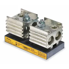 Single-pole open-block fuse holder rated 300 V AC for UL Class T fuses. Features box lug terminals for secure wiring connections. Non-indicating design. Suitable for overcurrent protection in power distribution and control panels.