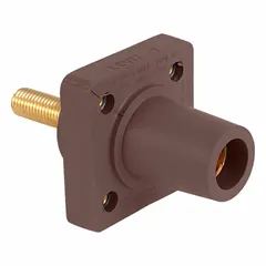 Female receptacle rated 400 A with straight taper nose mating and threaded stud terminations. Suitable for high-current single-pole connections in industrial power distribution, switchgear, and temporary power setups.