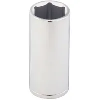 WESTWARD Socket: Metric, 3/8 in Drive Size, 21 mm Socket Size, 6-Point, Deep, Chrome, Socket