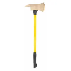 This non-sparking axe features an aluminum bronze blade and a multi-component handle. It has a 5-inch cutting edge length and an 8.6 lb head weight. Suitable for use in environments where spark prevention is critical.