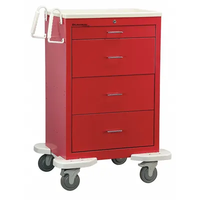 LAKESIDE C-430-K-1R General Medical Supply Cart with Drawers, Steel, Red - General Medical Supply Carts with Drawers