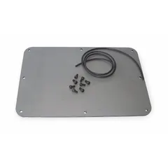 Steel tank lid kit designed for use with aluminum hydraulic tanks. Includes gasket and fasteners for secure sealing. Overall dimensions: 19.33 in length, 13.43 in width, 0.2 in thickness.