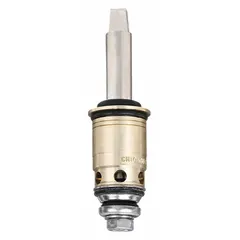 This brass compression cartridge controls hot and cold water flow in Chicago Faucets brand faucets. With a 1 in overall length, it is a direct replacement part for maintaining faucets in commercial restrooms, kitchens, and laboratories.