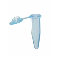 Polypropylene microcentrifuge tube with 0.5 mL capacity, conical bottom, blue body and closure. Graduated for volume estimation. Includes closure. Used for small-volume sample storage, centrifugation, and mixing in laboratory settings