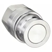 High-pressure stainless steel quick-connect coupling plug with 1-inch coupling size. Features a nitrile seal for fluid compatibility. Suitable for hydraulic systems in mobile equipment, machine tools, and oilfield applications