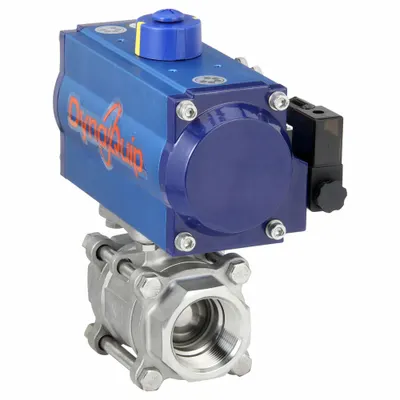 DYNAQUIP CONTROLS Pneumatically Actuated Two-Way Ball Valve: 1 1/2 in, Stainless Steel - Stainless Steel Pneumatically-Actuated Ball Valves