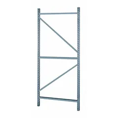 This welded upright is a structural component for industrial storage systems, used to support racking or shelving in warehouses and distribution centers. It provides vertical stability for pallet or bulk storage applications.