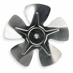 Aluminum fan blade with 5 blades and a 9-inch diameter. Designed for moving air in HVAC and refrigeration systems such as condenser fans, evaporator units, and ventilation equipment.