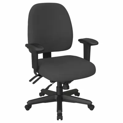 OFFICE STAR Office Chair: Ht, Gray, Fabric Material, 18 1/4 in Back Ht, 20 in Seat Wd - Adjustable-Arm Office Chairs