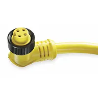 Cordset: 7/8"-16 Female Right Angle x Bare Wire, 4 Pins, Yellow, PVC, 12 ft Cable Lg (MPN 104001A01F120)