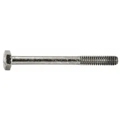 Hex bolt used in plumbing applications for fastening components. Constructed from stainless steel for corrosion resistance. Suitable for general plumbing repairs and installations.
