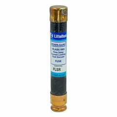 Class RK5 time-delay cylindrical fuse from the FLSR Series, rated 1.4 A, 600 V AC, 300 V DC. Non-indicating design for overcurrent protection in branch circuits. Suitable for motor circuits, transformers, and lighting panels where time-delay allows harmless inrush currents without nuisance opening.