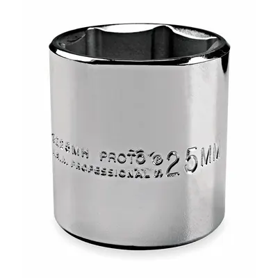 PROTO Socket: Metric, 3/8 in Drive Size, 19 mm Socket Size, 6-Point, Std, Chrome - 3/8" Drive Hand Sockets