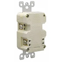 General-purpose duplex receptacle with decorator style, rated 125V AC and 15A. 5-15 configuration, 2 pole/3 wire grounding, ivory finish. Suitable for flush mounting in residential, commercial, and industrial applications for power distribution to lighting, appliances, and equipment.