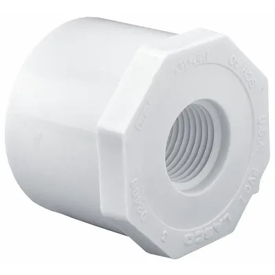 LASCO Pipe Straight: Bushing, Schedule 40, PVC, 3/4 in x 1/2 in Size, Spigot x Threaded - Schedule 40 Pipe Fittings