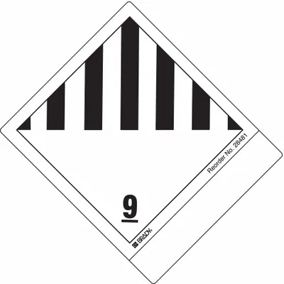 BRADY Container Label: 9 (Haz Material), 4 in x 4 3/4 in, 4 in Label Ht, Paper - Class 9: Miscellaneous Hazardous Materials