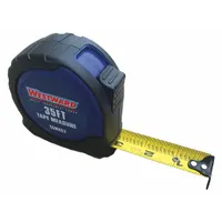 WESTWARD Tape Measure: Nonmagnetic Single Hook Tip, 35 ft, Plastic with Rubberized Grip, Black/Blue