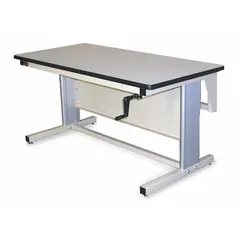Open-base workstation with a beige laminate top measuring 72 inches by 30 inches. Supports an overall load capacity of 330 pounds. Suitable for assembly, inspection, and light manufacturing tasks in workshops and laboratories.