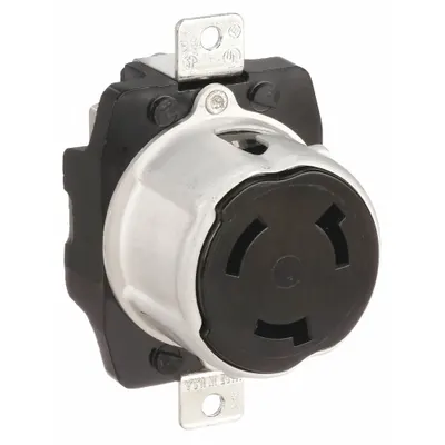 BRYANT Locking Receptacle: Non-NEMA, Black, 125/250V AC, 50 A Current Rating, 3 Poles - General Purpose Receptacles