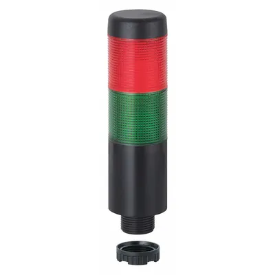 WERMA Tower Light Assembly: 2 Tier, Green/Red, Sounder Tier Included, 141 mm Overall Ht - Two-Tier Tower Light Assemblies