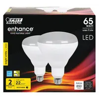 FEIT ELECTRIC Compact LED Bulb: LED, BR40, Medium Screw (E26), 9.4 W Watt, 3000K, Frosted, 120V AC (MPN BR40DM/930CA/2)