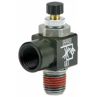 ARO Cylinder Port Flow Control Valve: Elbow Fitting, Knurled, 1 in Valve Body Size, 1/2 in NPT (MPN 119308-500)